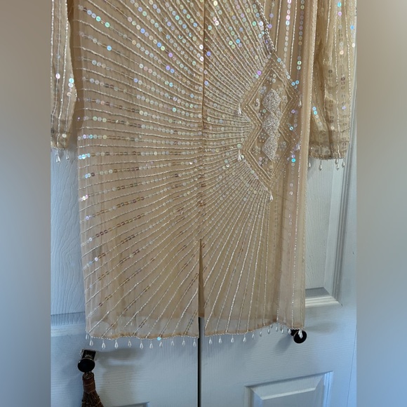 Neutral Sheer Bridal Cocktail Dress - Picture 11 of 17